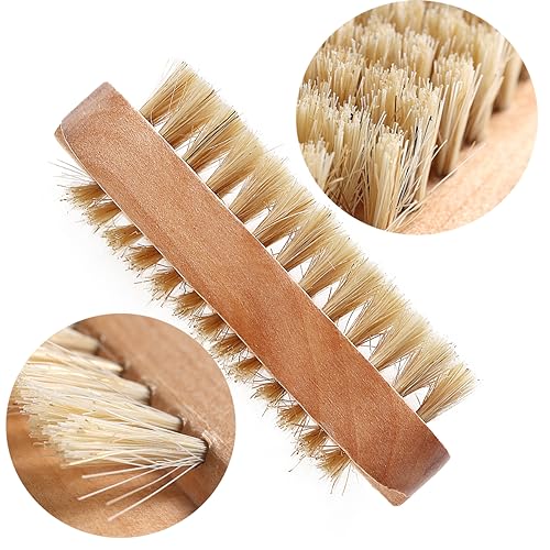 2Pcs Bamboo Nail Brush Set for Cleaning Fingernails & Toenails
