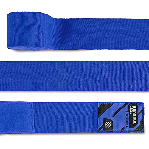 Sanabul Elastic 180 inch Boxing Handwraps | Boxing Gloves Muay Thai MMA Boxing Hand Wraps | Blue, 180"