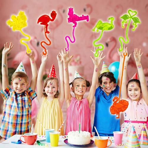 48pc Flamingo Party Favors Set with Stick Hands & Tattoos
