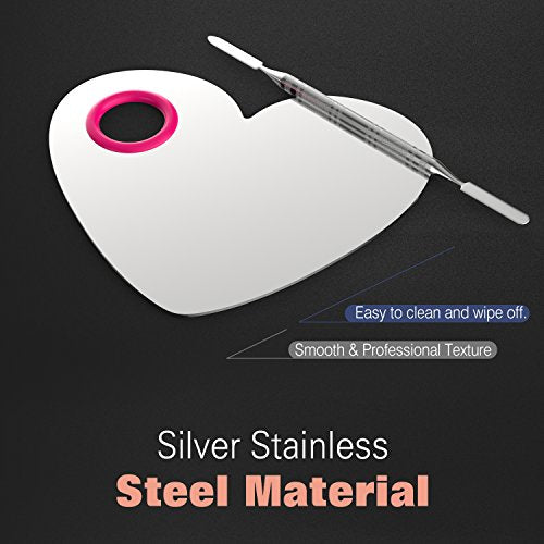 Heart-Shaped Stainless Steel Makeup Mixing Palette with Thumb Hole
