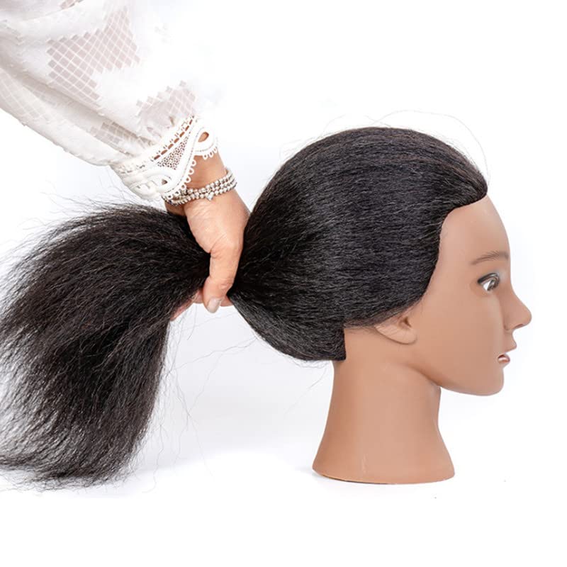 Mannequin Head with 100% Human Hair - 16 Inch Black Hair for Styling & Practice