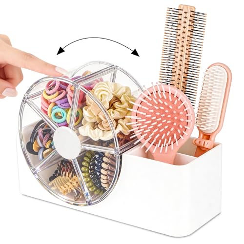 5-Section Rotating Hair Accessories Organizer with Brush Holder