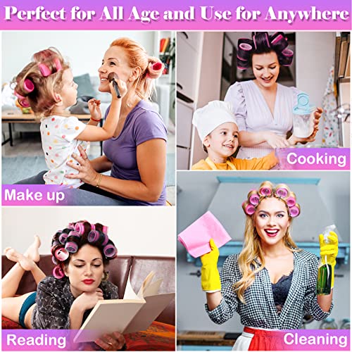 Cludoo Jumbo Hair Rollers Set 28 Pcs Self Grip Curlers with Clips