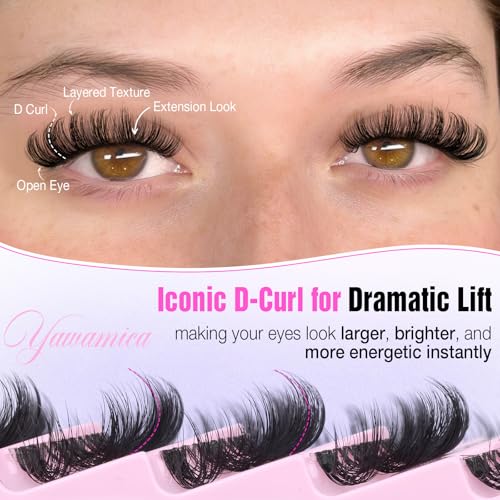 Yawamica Russian Volume 3D Wispy Lashes D Curl 8 Pairs