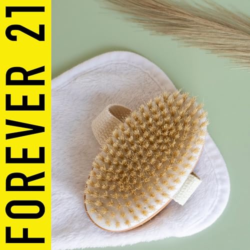 Oval Natural Bristle Dry Body Brush, Exfoliating Skin Brush for Cellulite, Lymphatic Drainage, Detox & Smooth Skin