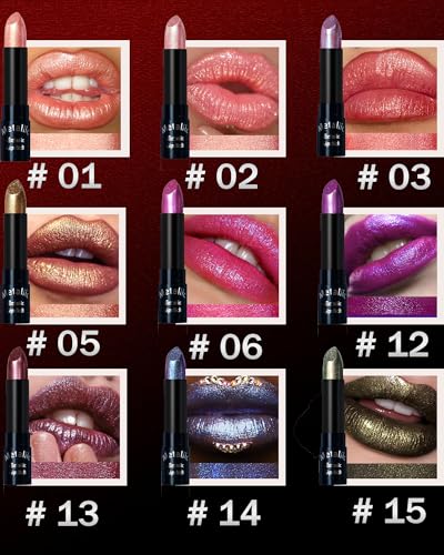 Metallic Shimmer Lipstick - Long Lasting, High Pigmented, Waterproof