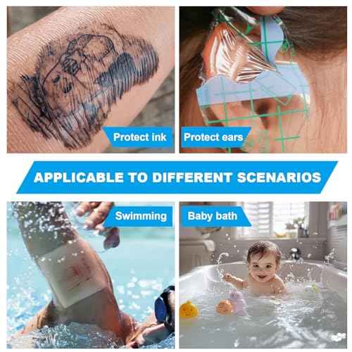 9 Rolls Second Skin Tattoo Cover, Waterproof Tattoo Aftercare Bandage Breathable Tattoo Cover Up Patch Tape Tattoo Flim 2", 4", 6" x 2.2 Yard Tattoo Supplies for Healing Wrap Swimming Shower
