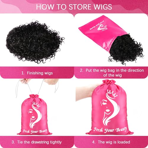 AIHOPESTO 6Pcs Satin Pouches with Drawstring - Soft Pink Silk Storage Bags for Hair Bundles, Wigs & Accessories (6 PCS Pink)