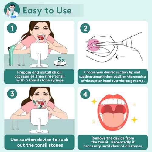 Electronic Vacuum Tonsil Stone Removal Kit - Tonsil Stone Remover with Built-in LED Light 3 Suction Mode - Fight Bad Breath Oral Irrigator 5X Magnifying Mirror for Stone Removal (Green)