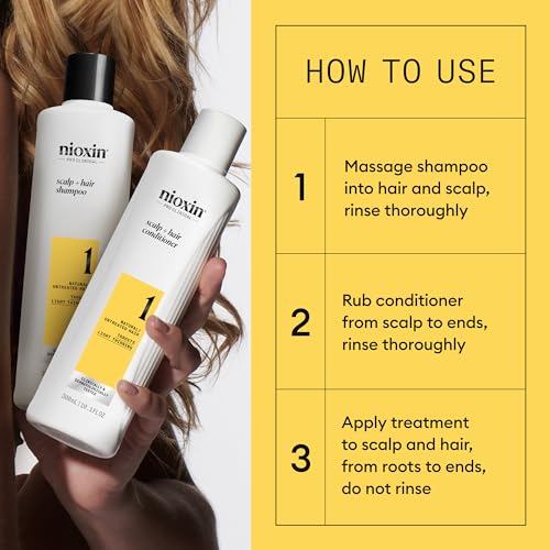 Nioxin System Kit 1, Strengthening & Thickening Hair Treatment, For Natural Hair with Light Thinning, Trial Size (1 Month Supply)