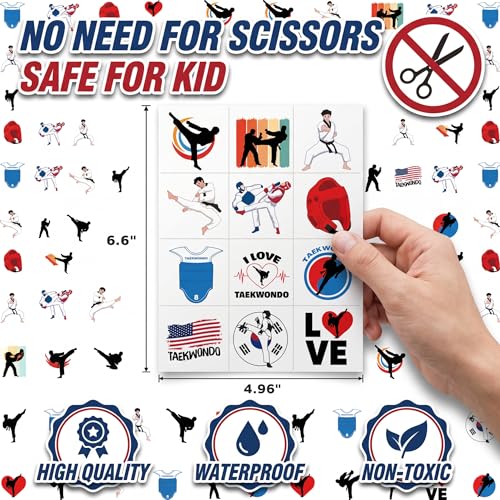 96 Taekwondo Temporary Tattoos for Kids - Martial Arts Party Favors