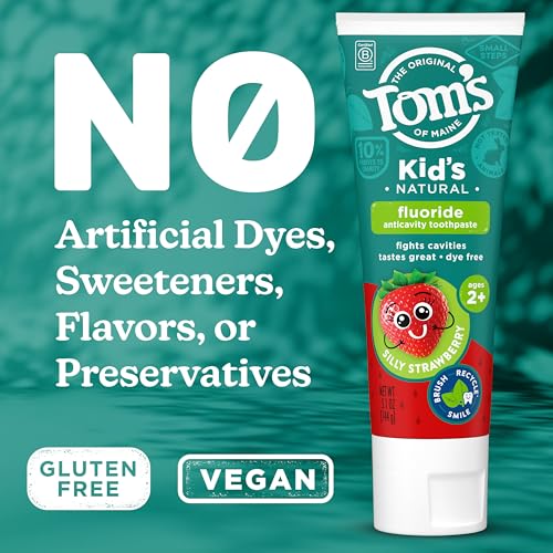 Tom's of Maine Natural Kids Fluoride Toothpaste, Silly Strawberry, 3 Pack