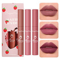 Sulily 3-Pack Matte Lipstick Set - Dark Velvet Red & Nude Shades, Long Lasting, Waterproof, Variation D