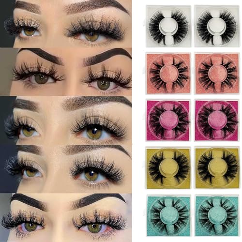 Mink Lashes Bulk Ninglash 10 Pack False Eyelashes, 20-22MM Real Mink EyeLashes, Thick HandMade Full Strip Lashes, Crueltyl Free Lash, 5D Mink Lashes Wholesale