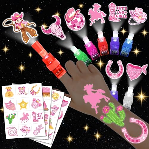 72-Piece Cowgirl Party Favors Set | LED Finger Lights & Glow Tattoos