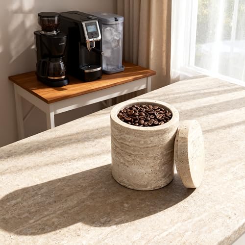 Natural Marble Cotton Swab Holder with Lid, Bathroom Organizer