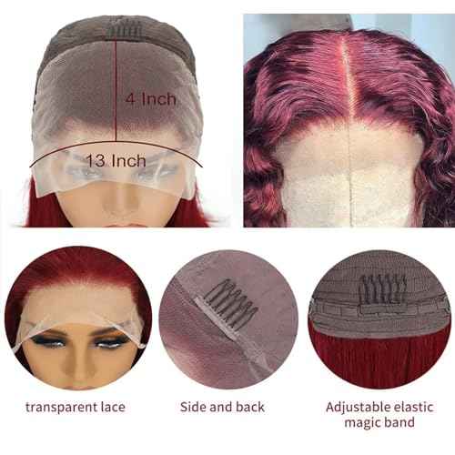 10 Inch 99J Burgundy Deep Wave Curly Bob Wig for Black Women 180% Density Human Hair 13x4 HD Lace Front Wigs