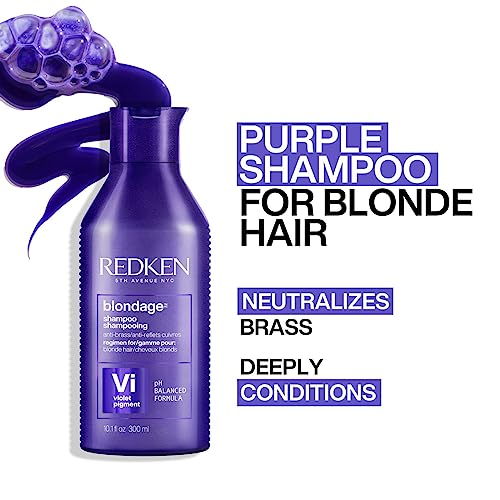 Redken Blondage Purple Shampoo and Conditioner Set For Blonde & Highlighted Hair - Neutralizes Brass & Moisturizes Hair With Pure Violet Pigments, Color Depositing, 10.1 Fl Oz (Pack of 2)