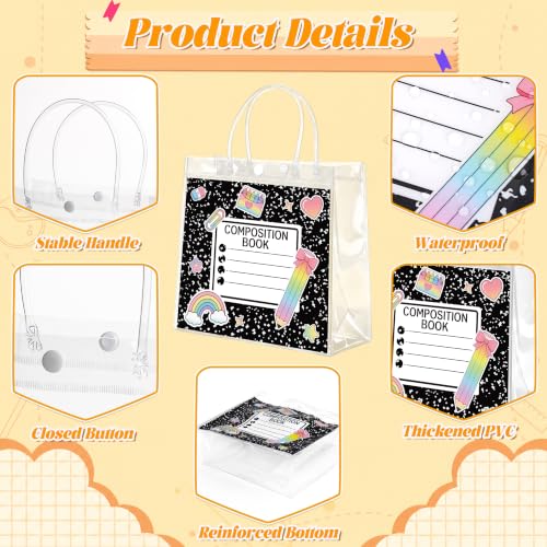 Renbuzhu 24-Pack Clear PVC Gift Bags 8x8x3in with Handles – Reusable Classroom Party Favor Bags