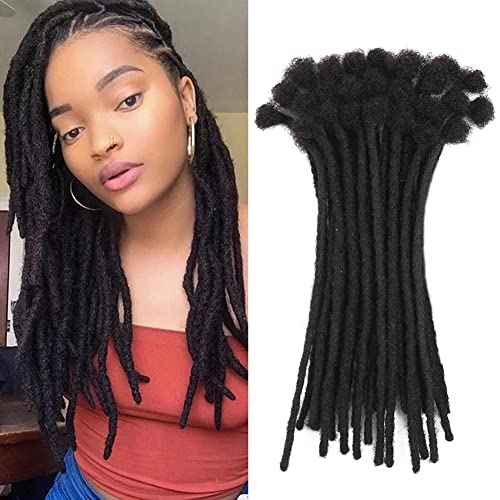 0.6cm 14inch 20 Stands 100% Real Human Hair Dreadlock Extensions For Men/Women Full Head Handmade Permanent Loc Extensions Bundles Can Be Dyed Bleached Curled and Needles