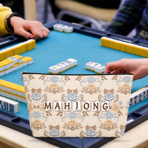 Beige Mahjong Tiles Bag with Zipper - 13x7.8 Inch for 1.2" Tiles