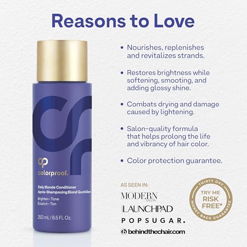 Colorproof Daily Blonde Conditioner 8.5 Fl. Oz. Purple Conditioner for Blonde Hair with Citrus, Jasmine & Coconut Milk Scent, Sulfate Free Conditioner for Detangling and Toning