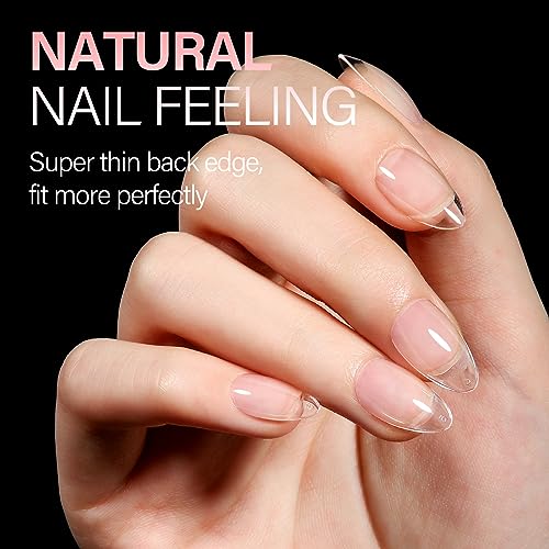 AILLSA Short Almond Gel Nail Tips - Pre-Shaped Full Cover (240 PCS, 15 Sizes)