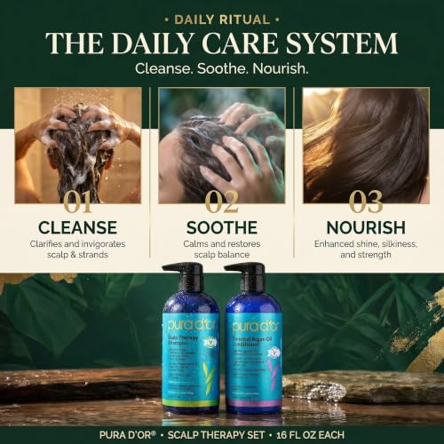 PURA D'OR Tea Tree Peppermint Scalp Therapy Shampoo & Conditioner Set 16oz x2