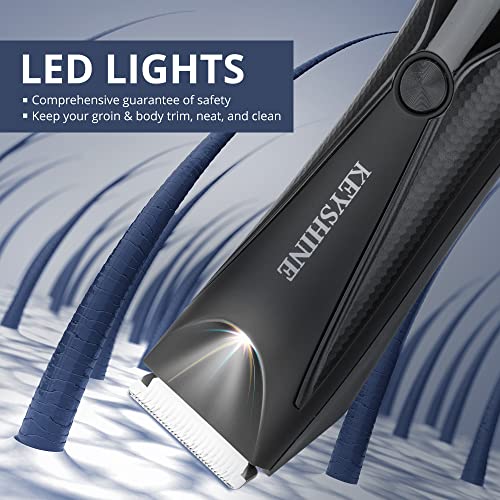 Keyshine Electric Body Hair Trimmer for Men: Waterproof 2-in-1 Groin Hair Trimmer for Beard Hair Chest Hair Armpit Hair Legs Hair Pubic Hair (Black-2)