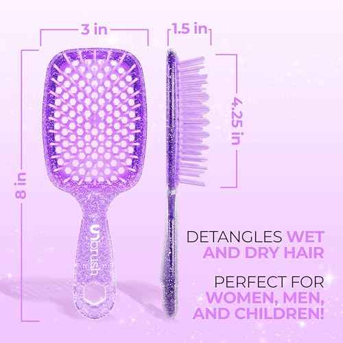 FHI Heat UNbrush Detangling Brush for Pain-Free Brushing on All Wet or Dry Hair Types ? Durable DuoFlex Anti-Static Bristles, Lightweight Handle, Vented Hair Brush
