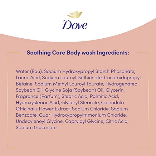 Dove Soothing Care Body Wash for Sensitive Skin with Calendula-Infused Oils Hydrates and Replenishes Skin Sulfate Free 22 oz 4 Count