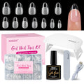Misssix Short Almond Gel Nail Tips Kit, 216Pcs with UV Lamp