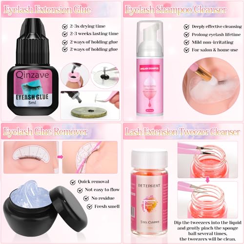 Lashes Kit for Eyelash Extension Beginners 470PCS Professional Lash Mannequin Head Practice Kit with Everything Lash Glue Lash Shampoo Lash Fan, Lash Extension Supplies for Practice Training