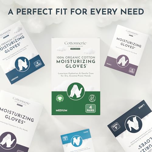Cottonnerie 100% Cotton Moisturizing Gloves for Dry Hands