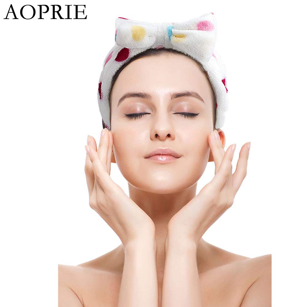 AOPRIE 6 Pieces Women's Spa Headbands - Soft Coral Fleece Bow Hair Wraps for Facial Makeup, Face Washing, and Shower