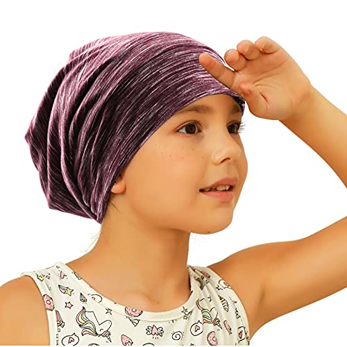 Kids Satin Lined Bonnet Silk Sleep Bonnet Slap Cap for Natural Hair Adjustable Slouchy Beanie for Kids,Child,Toddler,Teens(4-10 Years Old,Burgundy)