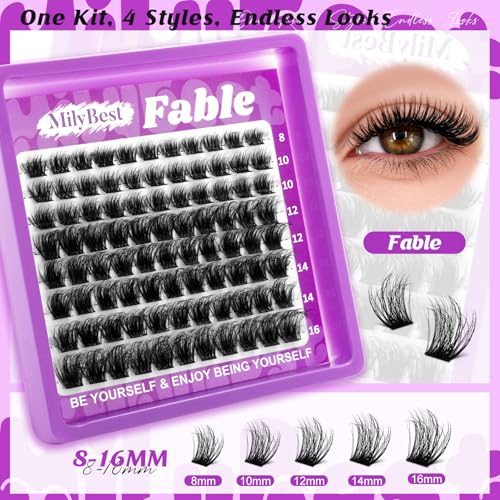 MilyBest 4 Styles Lash Clusters Kit with Bottom Lashes & Glue (Mini Boxes)