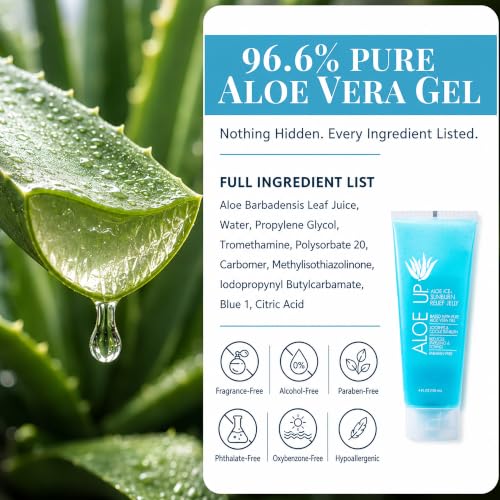 Aloe Up Pure Aloe Vera Gel 4oz - After Sun Sunburn Relief