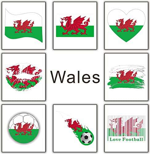 Wales Flag Temporary Tattoos 40 Sheets for Football Fans