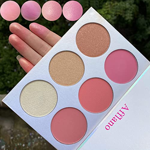 Blusher & Highlighter Palette Set - 6 Colors