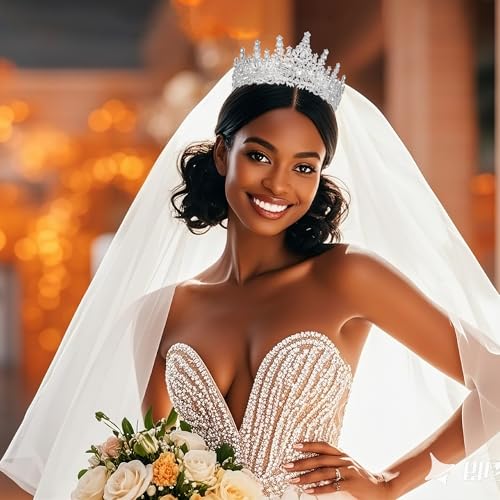 Tiaras and Crowns for Women Crystal Princess Tiaras Rhinestone Queen Crowns For Wedding Bridal Birthday Prom Pageant Party (Tiara 100)