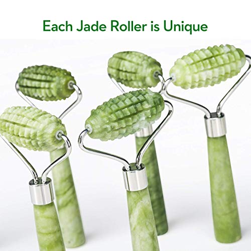 kimkoo Jade Roller and Gua Sha for Face-3 in 1 Kit with Facial Massager Tool,100% Real Natural Jade Stone Anti Aging,Face Beauty Set for Eye Anti-Wrinkle
