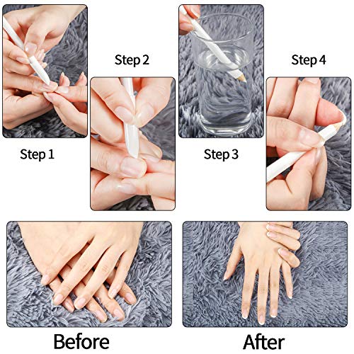 Blulu 2-in-1 White Nail Whitening Pencils with Cuticle Pusher - 6 Pack