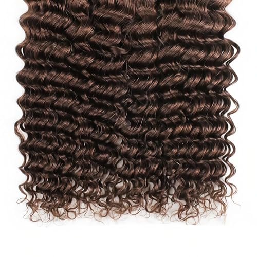 Chocolate Brown Deep Wave Human Hair Bundles 16 18 20 Inch
