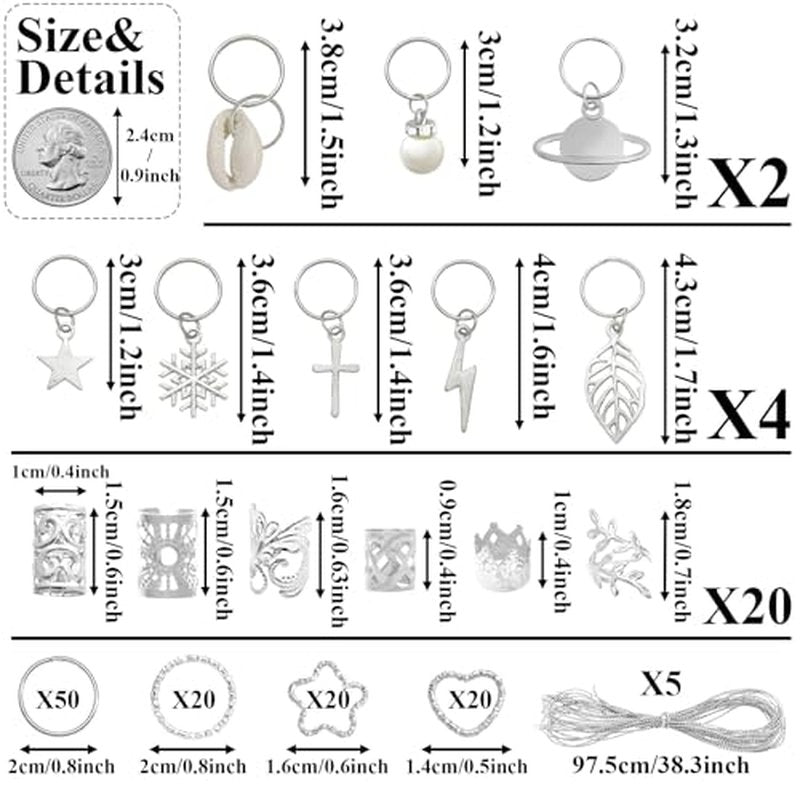 260 Pcs Hair Beads & Clips Set for Braids, Dreadlocks & Locs