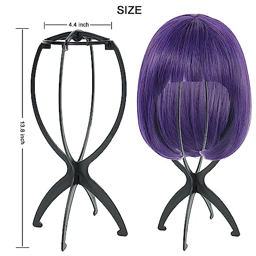 AIAIZHQH 3 Pack Wig Stand Holder, Portable Collapsible Wig Holder for Multiple Wigs, Durable Wig Stands for Women Wig Drying Stand Travel Wig Holder Stand Wigs Display Stand Tool (Black)