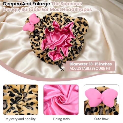 Cute Animal Ears Sleep Bonnet with Satin Lining