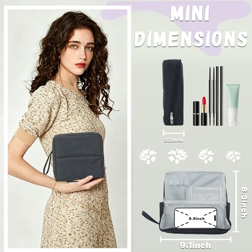 Upright Makeup Bag with Phone Holder & Divider