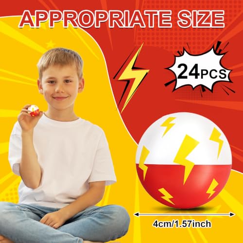 24PCS Red White Cartoon Stress Balls 1.57 Inch Squeeze Toys Kids Party Favors