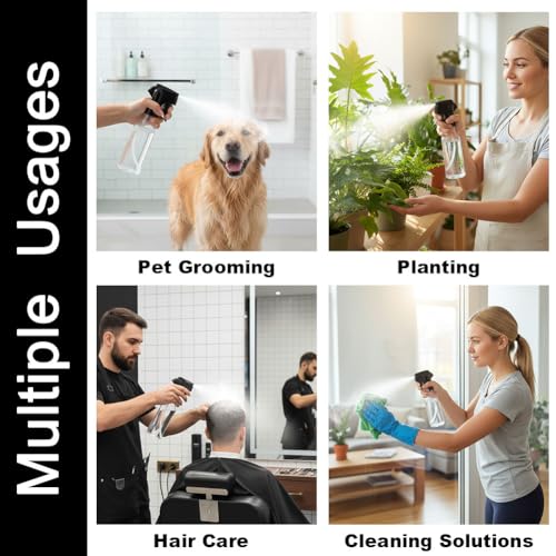12oz Continuous Mist Plastic Spray Bottle 2 Pack All Purpose